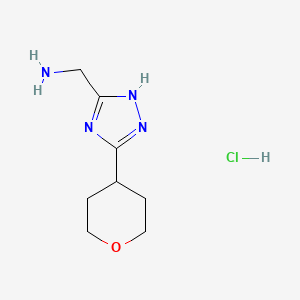 molecular formula C8H15ClN4O B1435883 [5-(氧杂-4-基)-4H-1,2,4-三唑-3-基]甲胺盐酸盐 CAS No. 2059937-95-8