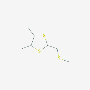 molecular formula C7H14S3 B14358858 4,5-Dimethyl-2-[(methylsulfanyl)methyl]-1,3-dithiolane CAS No. 93788-29-5