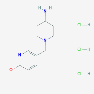 molecular formula C12H22Cl3N3O B1435898 1-[(6-Methoxypyridin-3-yl)methyl]piperidin-4-amine trihydrochloride CAS No. 2097936-19-9
