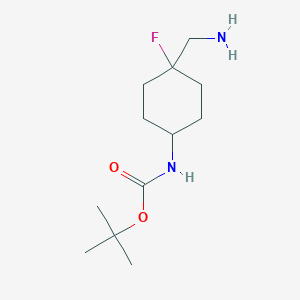 molecular formula C12H23FN2O2 B1435902 tert-butyl N-[4-(aminomethyl)-4-fluorocyclohexyl]carbamate CAS No. 1374654-53-1