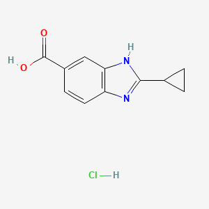 molecular formula C11H11ClN2O2 B1435905 2-cyclopropyl-1H-1,3-benzodiazole-5-carboxylic acid hydrochloride CAS No. 2097935-54-9