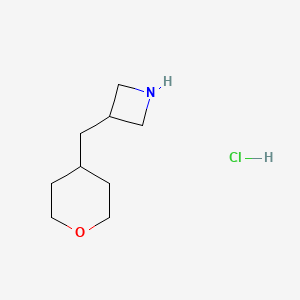 molecular formula C9H18ClNO B1435910 3-[(氧杂环-4-基)甲基]氮杂环丁烷盐酸盐 CAS No. 2089258-36-4
