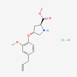 molecular formula C16H22ClNO4 B1435912 甲基 (2S,4R)-4-(2-甲氧基-4-丙-2-烯基苯氧基)吡咯烷-2-羧酸酯；盐酸盐 CAS No. 1354488-45-1