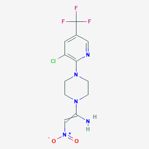 molecular formula C12H13ClF3N5O2 B1435928 1-{4-[3-氯-5-(三氟甲基)吡啶-2-基]哌嗪-1-基}-2-硝基乙烯-1-胺 CAS No. 1823194-85-9