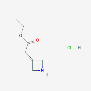 molecular formula C7H12ClNO2 B1435937 2-(氮杂环丁-3-亚甲基)乙酸乙酯盐酸盐 CAS No. 2098073-43-7