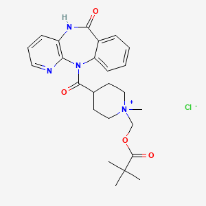 Piperidinium, 4-((5,6-dihydro-6-oxo-11H-pyrido(2,3-b)(1,4)benzodiazepin-11-yl)carbonyl)-1-((2,2-dimethyl-1-oxopropoxy)methyl)-1-methyl-, chloride