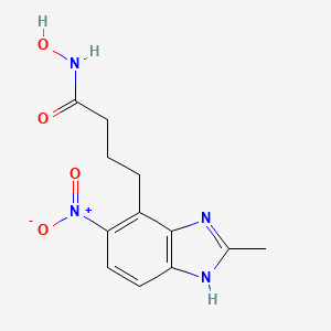 molecular formula C12H14N4O4 B14359576 N-Hydroxy-4-(2-methyl-5-nitro-1H-benzimidazol-4-yl)butanamide CAS No. 91489-76-8