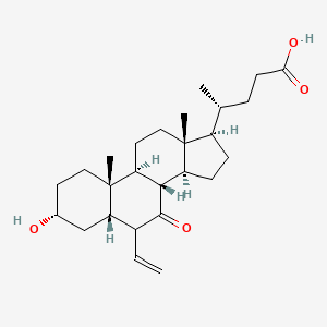 molecular formula C26H40O4 B1436002 (4R)-4-[(3R,5S,8S,9S,10R,13R,14S,17R)-6-Ethenyl-3-hydroxy-10,13-dimethyl-7-oxo-1,2,3,4,5,6,8,9,11,12,14,15,16,17-tetradecahydrocyclopenta[a]phenanthren-17-yl]pentanoic acid CAS No. 915038-24-3
