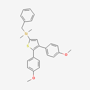 molecular formula C27H28O2SSi B14360481 Benzyl[4,5-bis(4-methoxyphenyl)thiophen-2-yl]dimethylsilane CAS No. 90298-15-0