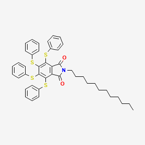 molecular formula C44H45NO2S4 B14360682 2-Dodecyl-4,5,6,7-tetrakis(phenylsulfanyl)-1H-isoindole-1,3(2H)-dione CAS No. 93360-86-2