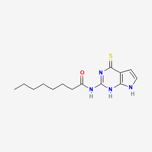 molecular formula C14H20N4OS B14360702 N-(4-Sulfanylidene-4,7-dihydro-1H-pyrrolo[2,3-d]pyrimidin-2-yl)octanamide CAS No. 95103-79-0