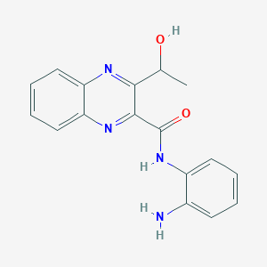 molecular formula C17H16N4O2 B14360756 2-Quinoxalinecarboxamide, N-(2-aminophenyl)-3-(1-hydroxyethyl)- CAS No. 96103-24-1