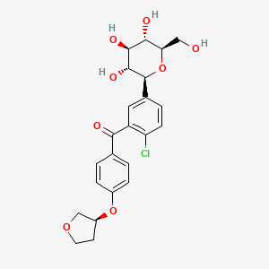 molecular formula C23H25ClO8 B1436086 (2-氯-5-((2S,3R,4R,5S,6R)-3,4,5-三羟基-6-(羟甲基)四氢-2H-吡喃-2-基)苯基)(4-(((S)-四氢呋喃-3-基)氧基)苯基)甲苯酮 CAS No. 2125472-55-9