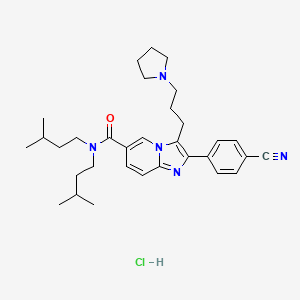 B1436154 2-(4-Cyanophenyl)-N,N-bis(3-methylbutyl)-3-(3-pyrrolidin-1-ylpropyl)imidazo[1,2-a]pyridine-6-carboxamide;hydrochloride CAS No. 1064662-40-3