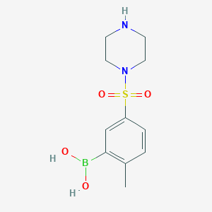 molecular formula C11H17BN2O4S B1436184 (2-Methyl-5-(piperazin-1-ylsulfonyl)phenyl)boronic acid CAS No. 1704122-13-3