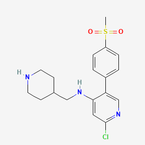 molecular formula C18H22ClN3O2S B1436186 2-chloro-5-(4-(methylsulfonyl)phenyl)-N-(piperidin-4-ylmethyl)pyridin-4-amine CAS No. 2208654-76-4