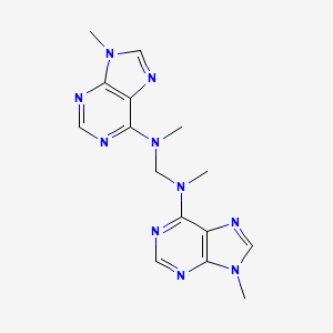 molecular formula C15H18N10 B14361883 N,N'-Dimethyl-N,N'-bis(9-methyl-9H-purin-6-yl)methanediamine CAS No. 90275-19-7