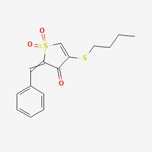 molecular formula C15H16O3S2 B14361894 2-Benzylidene-4-(butylsulfanyl)-1H-1lambda~6~-thiophene-1,1,3(2H)-trione CAS No. 91470-86-9