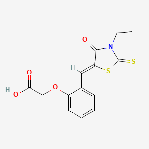 2-[2-[(Z)-(3-ethyl-4-oxo-2-sulfanylidene-1,3-thiazolidin-5-ylidene)methyl]phenoxy]acetic acid