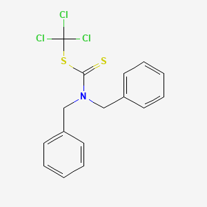 molecular formula C16H14Cl3NS2 B14362078 Carbamodithioic acid, bis(phenylmethyl)-, trichloromethyl ester CAS No. 91631-92-4