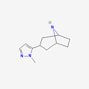 molecular formula C11H17N3 B1436221 3-(1-methyl-1H-pyrazol-5-yl)-8-azabicyclo[3.2.1]octane CAS No. 1692335-32-2