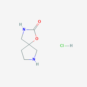 molecular formula C6H11ClN2O2 B1436222 1-氧杂-3,7-二氮杂螺[4.4]壬烷-2-酮盐酸盐 CAS No. 1657033-44-7