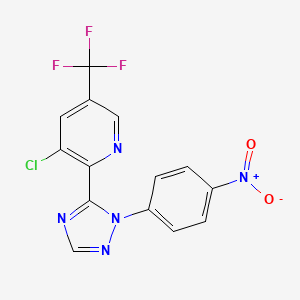 molecular formula C14H7ClF3N5O2 B1436242 3-氯-2-(1-(4-硝基苯基)-1H-1,2,4-三唑-5-基)-5-(三氟甲基)吡啶 CAS No. 1823183-93-2