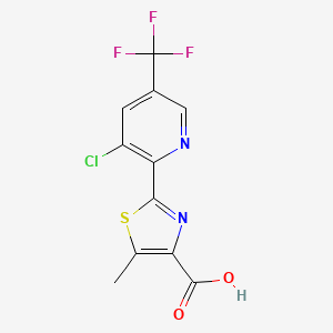 molecular formula C11H6ClF3N2O2S B1436258 2-(3-Chloro-5-(trifluoromethyl)pyridin-2-yl)-5-methylthiazole-4-carboxylic acid CAS No. 1823182-73-5