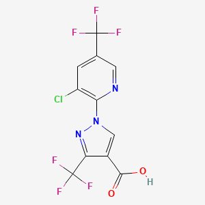 molecular formula C11H4ClF6N3O2 B1436259 1-(3-chloro-5-(trifluoromethyl)pyridin-2-yl)-3-(trifluoromethyl)-1H-pyrazole-4-carboxylic acid CAS No. 1823183-59-0
