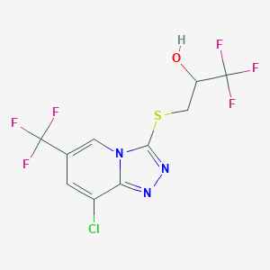 molecular formula C10H6ClF6N3OS B1436278 3-((8-氯-6-(三氟甲基)-[1,2,4]三唑并[4,3-a]吡啶-3-基)硫代)-1,1,1-三氟丙烷-2-醇 CAS No. 1823183-33-0
