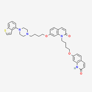 molecular formula C38H40N4O4S B1436282 7-{4-[4-(1-Benzothiophen-4-yl)piperazin-1-yl]butoxy}-1-{4-[(2-oxo-1,2-dihydroquinolin-7-yl)oxy]butyl}-1,2-dihydroquinolin-2-one CAS No. 2094559-58-5