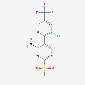 molecular formula C11H8ClF3N4O2S B1436283 5-(3-氯-5-(三氟甲基)吡啶-2-基)-2-(甲磺酰基)嘧啶-4-胺 CAS No. 1823183-00-1