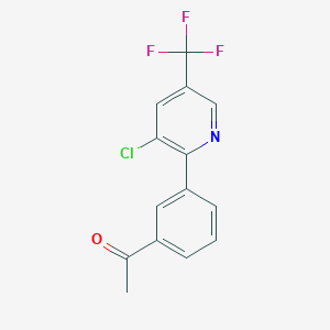 molecular formula C14H9ClF3NO B1436285 1-(3-(3-氯-5-(三氟甲基)吡啶-2-基)苯基)乙酮 CAS No. 1823183-82-9