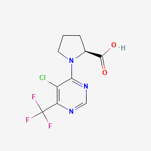 molecular formula C10H9ClF3N3O2 B1436287 1-(5-Chloro-6-(trifluoromethyl)pyrimidin-4-yl)pyrrolidine-2-carboxylic acid CAS No. 1823198-80-6