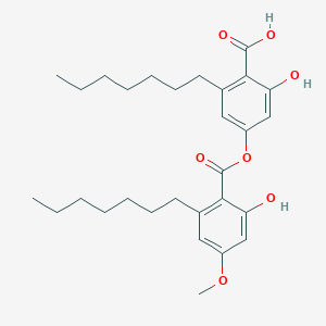 molecular formula C29H40O7 B14362907 2-Heptyl-4-[(2-heptyl-6-hydroxy-4-methoxybenzoyl)oxy]-6-hydroxybenzoic acid CAS No. 90332-21-1