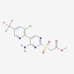 molecular formula C13H10ClF3N4O4S B1436292 Methyl 2-((4-amino-5-(3-chloro-5-(trifluoromethyl)pyridin-2-yl)pyrimidin-2-yl)sulfonyl)acetate CAS No. 1823183-25-0