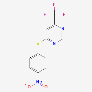 molecular formula C11H6F3N3O2S B1436294 4-((4-硝基苯基)硫)-6-(三氟甲基)嘧啶 CAS No. 1823183-09-0
