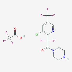 molecular formula C14H12ClF8N3O3 B1436298 2-[3-Chloro-5-(trifluoromethyl)pyridin-2-yl]-2,2-difluoro-1-(piperazin-1-yl)ethan-1-one; trifluoroacetic acid CAS No. 1823182-52-0