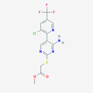 molecular formula C13H10ClF3N4O2S B1436327 2-((4-氨基-5-(3-氯-5-(三氟甲基)吡啶-2-基)嘧啶-2-基)硫代)乙酸甲酯 CAS No. 1823184-37-7