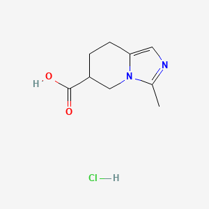 molecular formula C9H13ClN2O2 B1436328 3-甲基-5H,6H,7H,8H-咪唑并[1,5-a]吡啶-6-甲酸盐酸盐 CAS No. 1785279-53-9