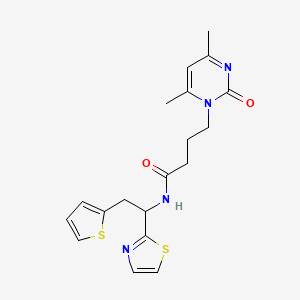 B1436329 4-(4,6-Dimethyl-2-oxopyrimidin-1(2H)-yl)-N-(1-(thiazol-2-yl)-2-(thiophen-2-yl)ethyl)butanamide CAS No. 1381553-21-4