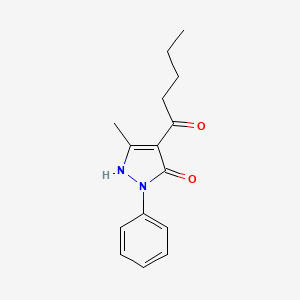 molecular formula C15H18N2O2 B14363311 5-methyl-4-pentanoyl-2-phenyl-1H-pyrazol-3-one CAS No. 92593-07-2