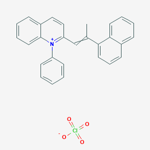 2-[2-(Naphthalen-1-yl)prop-1-en-1-yl]-1-phenylquinolin-1-ium perchlorate