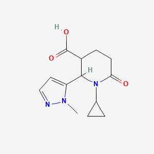 molecular formula C13H17N3O3 B1436346 1-环丙基-2-(1-甲基-1H-吡唑-5-基)-6-氧代哌啶-3-羧酸 CAS No. 1773871-85-4