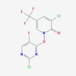 B1436351 3-chloro-1-((2-chloro-5-fluoropyrimidin-4-yl)oxy)-5-(trifluoromethyl)pyridin-2(1H)-one CAS No. 1823183-30-7