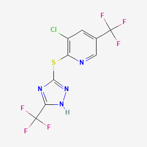 molecular formula C9H3ClF6N4S B1436356 3-氯-5-(三氟甲基)-2-((3-(三氟甲基)-1H-1,2,4-三唑-5-基)硫代)吡啶 CAS No. 1823182-70-2