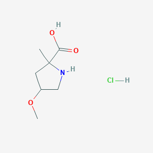 molecular formula C7H14ClNO3 B1436419 4-甲氧基-2-甲基吡咯烷-2-羧酸盐酸盐 CAS No. 2031259-19-3