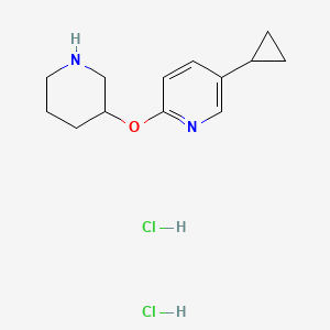 molecular formula C13H20Cl2N2O B1436431 5-环丙基-2-(哌啶-3-氧基)吡啶二盐酸盐 CAS No. 2060041-05-4
