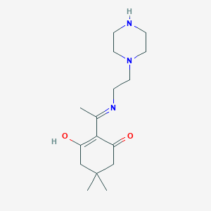 molecular formula C16H27N3O2 B1436461 5,5-二甲基-2-{1-[(2-哌嗪-1-基乙基)氨基]亚乙基}环己烷-1,3-二酮 CAS No. 329218-79-3