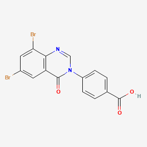 molecular formula C15H8Br2N2O3 B14365018 4-(6,8-Dibromo-4-oxoquinazolin-3(4H)-yl)benzoic acid CAS No. 91164-37-3